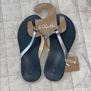 OluKai Metallic Flip Flops